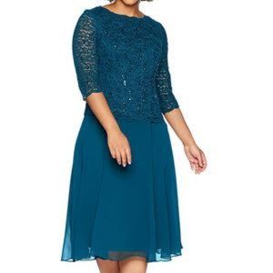Alex Evenings Women's Plus Size Long Tea-Length